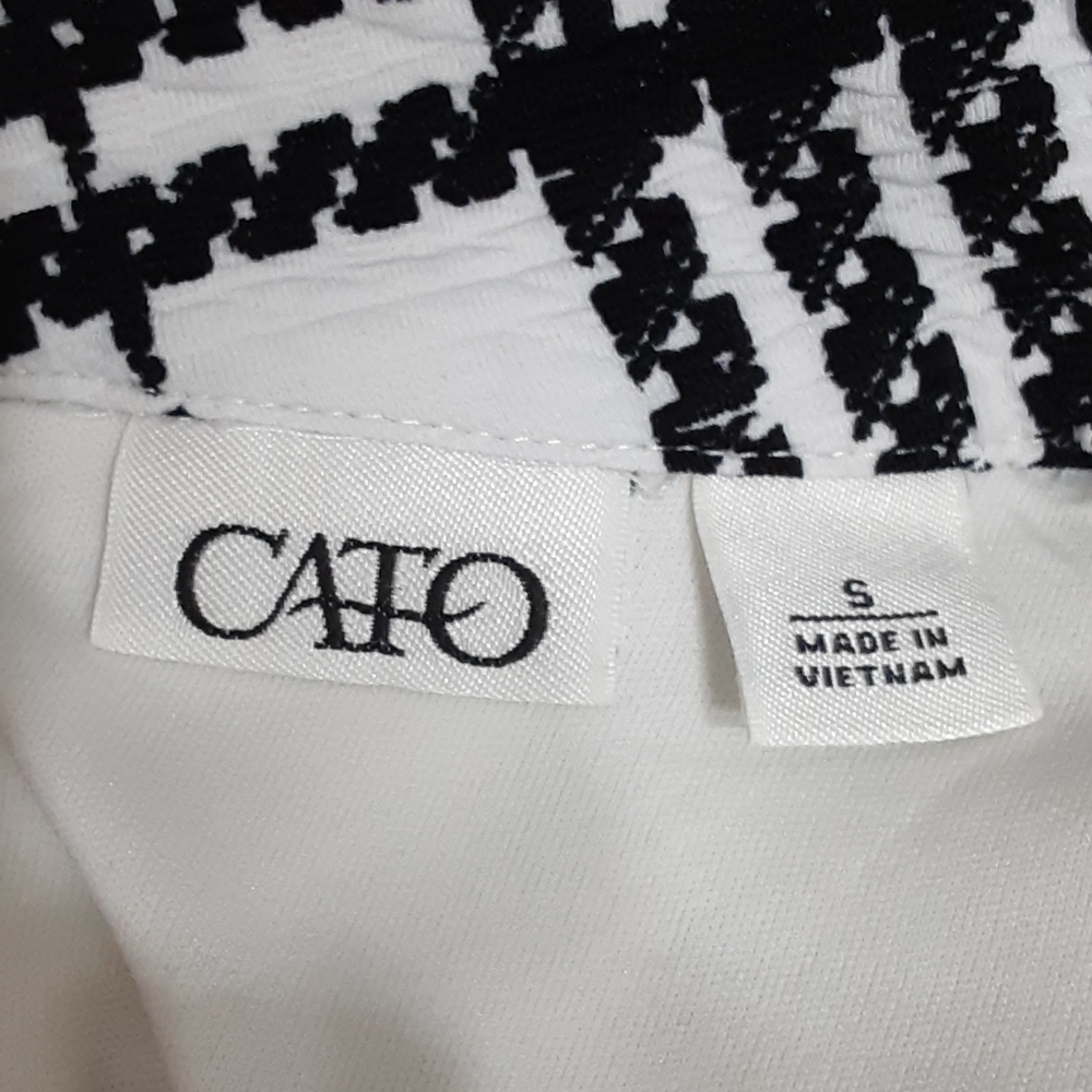 Cato black white textured print sleeveless dress lined stand up collar S EUC … - Picture 4 of 7